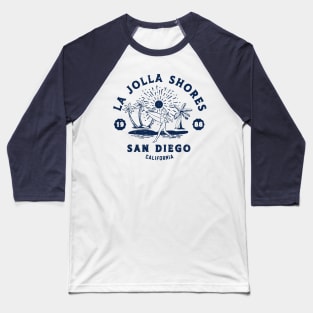 Vintage La Jolla Shores Beach Surfing // Retro California Beach San Diego 1988 Baseball T-Shirt